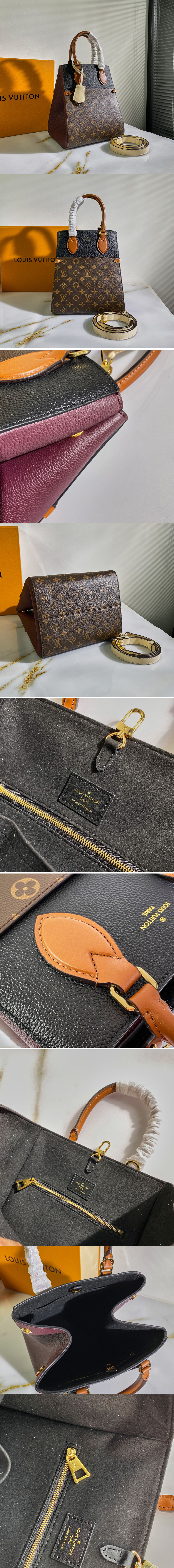 Replica Louis Vuitton M45409 Fold Tote MM Bag in Monogram Canvas and calfskin leather