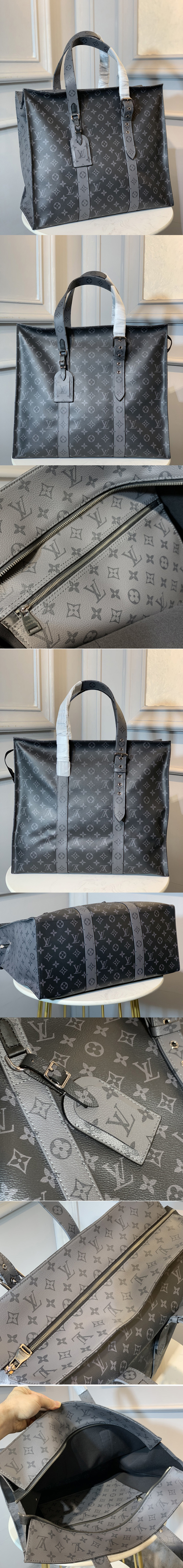 Replica Louis Vuitton M43680 LV New Cabas Zippe GM Bag in Monogram Eclipse canvas