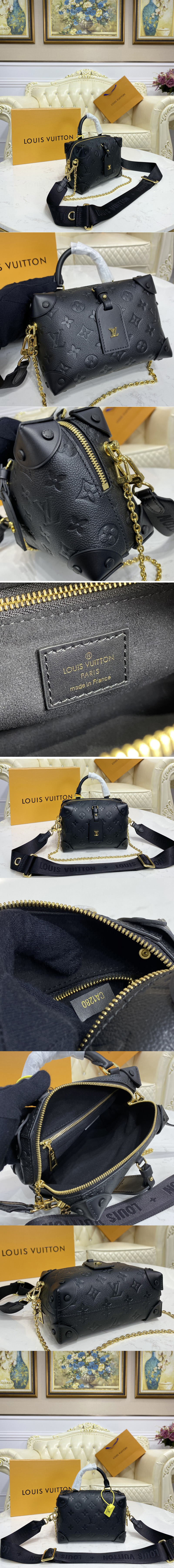 Replica Louis Vuitton M45393 LV Petite Malle Souple handbag in Black Embossed grained cowhide leather