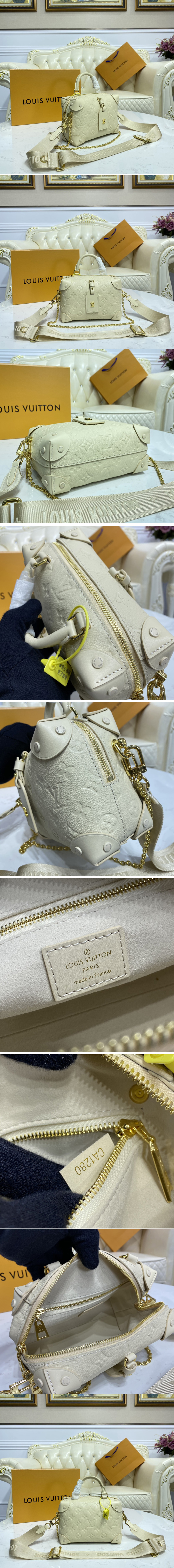 Replica Louis Vuitton M45394 LV Petite Malle Souple handbag in Cream Embossed grained cowhide leather