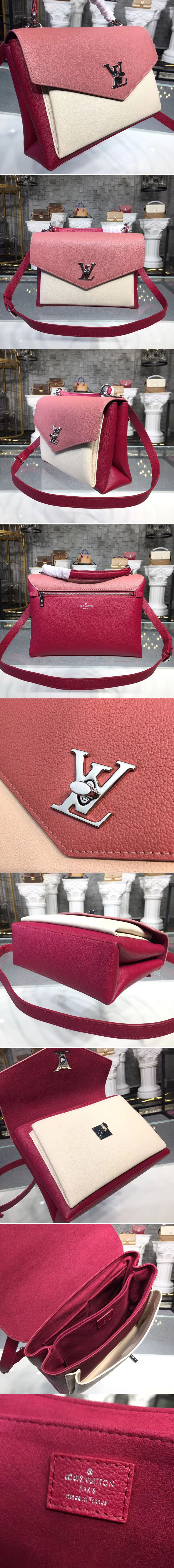Replica Louis Vuitton M51490 LV Mylockme Bags Soft Calfskin Rosy/Pink/Beige