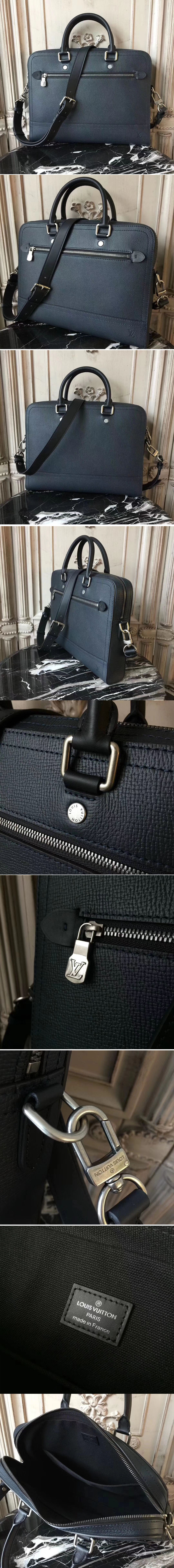 Replica Louis Vuitton M51591 Canyon Briefcase Utah Leather Bags Blue