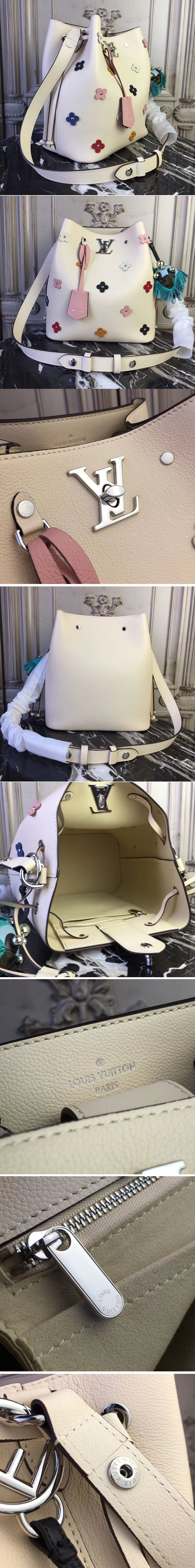 Replica Louis Vuitton M53081 LV Lockme Bucket Soft Calfskin Bags