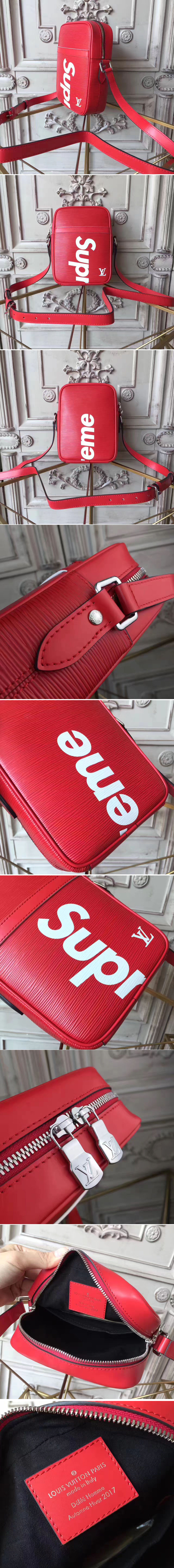 Replica Louis Vuitton M53417 Epi Leather Supreme x Danube PM Bags Red
