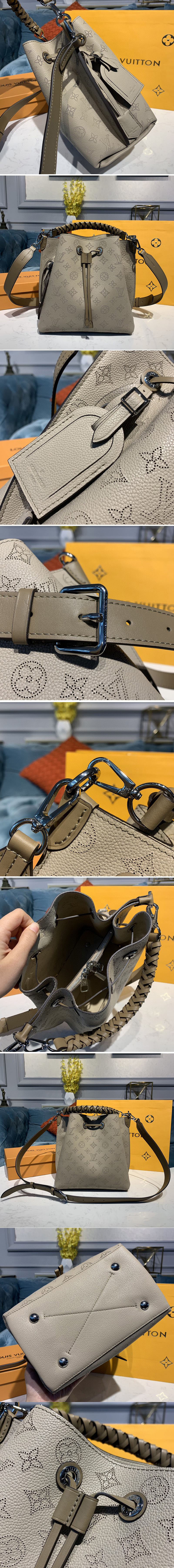 Replica Louis Vuitton M55799 LV Muria bucket bag in Grey Mahina Calf leather