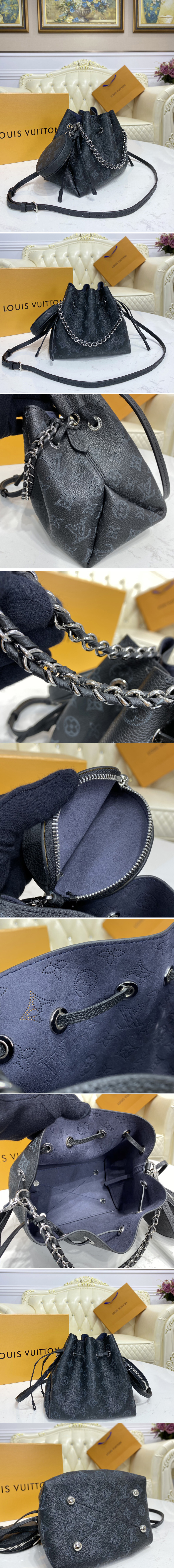 Replica Louis Vuitton M57070 LV Bella bucket bag in Black Mahina calf leather