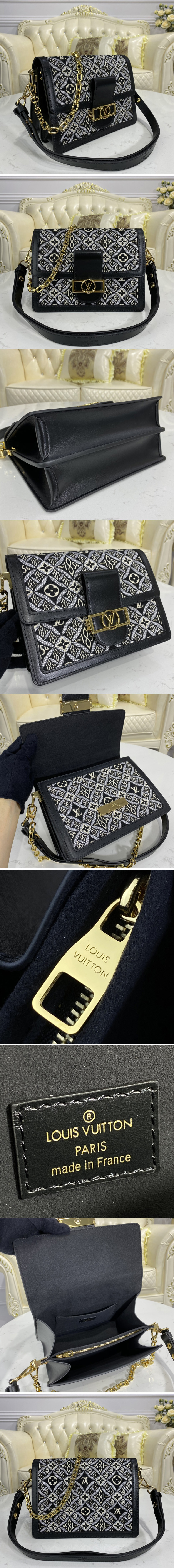Replica Louis Vuitton M57211 LV Since 1854 Dauphine MM handbag in Gray Jacquard Since 1854 textile