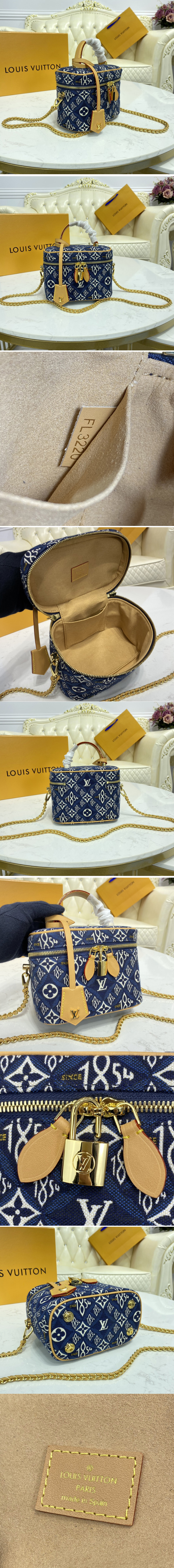 Replica Louis Vuitton M57403 LV Since 1854 Vanity PM handbag in Blue Jacquard Since 1854 textile