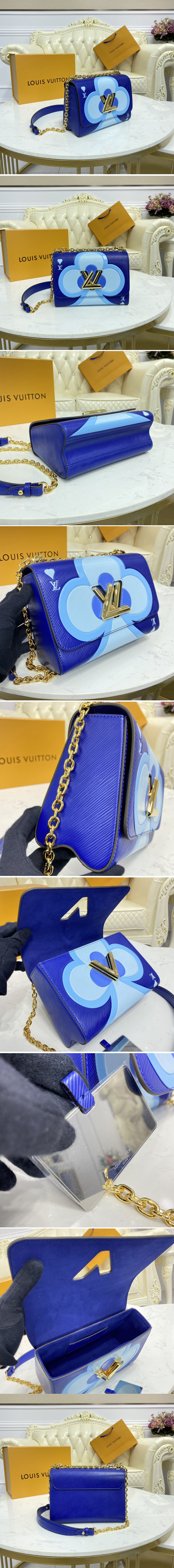 Replica Louis Vuitton M57460 LV Game On Twist PM chain handbag in Blue Transformed epi leather