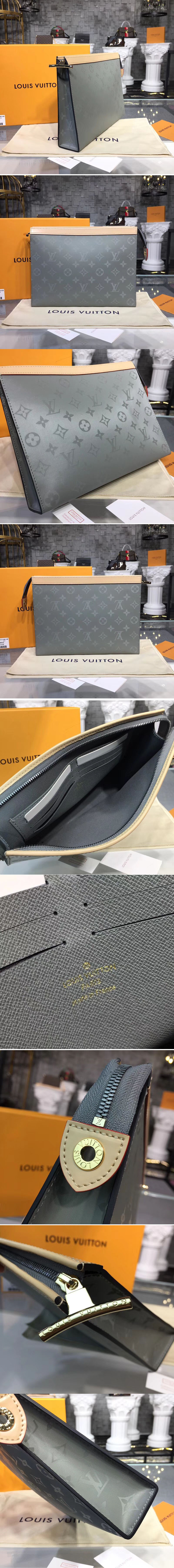 Replica Louis Vuitton M61692 LV Monogram Titanium Canvas Pochette Voyage MM