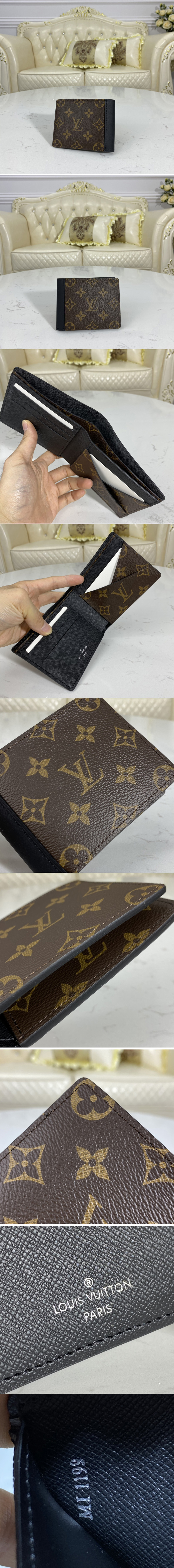 Replica Louis Vuitton M69408 LV Multiple wallet in Monogram Macassar coated canvas and cowhide leather