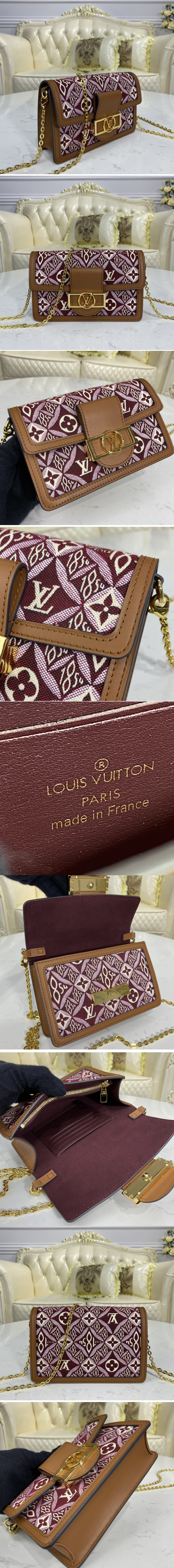 Replica Louis Vuitton M69992 LV Since 1854 Dauphine Chain Wallet bag in Bordeaux Jacquard Since 1854 textile