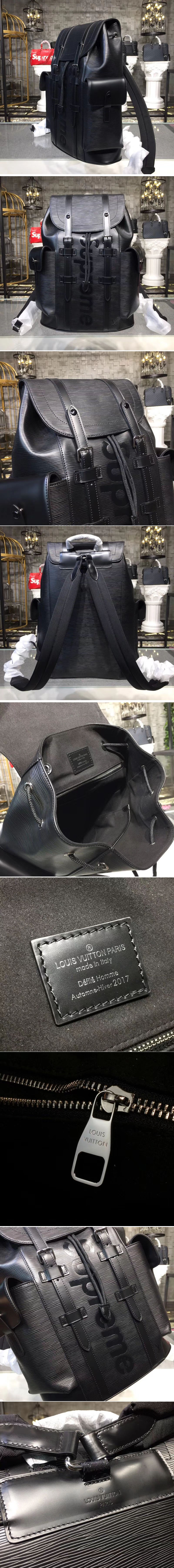 Replica Louis Vuitton N41709 LV Christopher PM Supreme Backpack Epi Leather Black