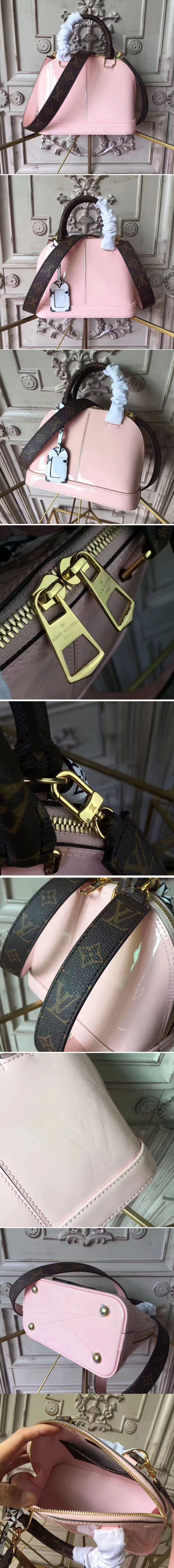 Replica Louis Vuitton M54785 Monogram Vernis Alma BB Bags Pink