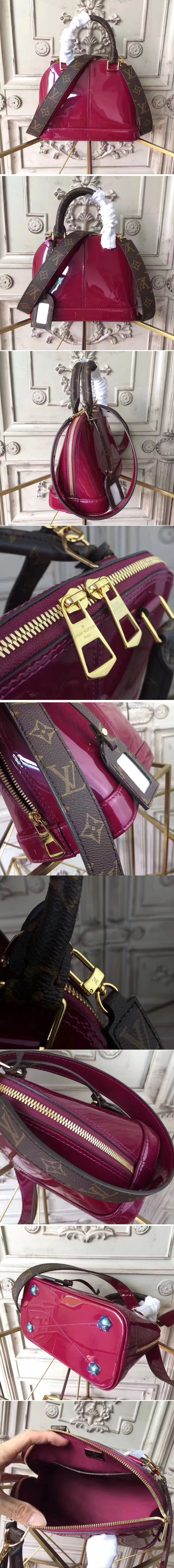 Replica Louis Vuitton M54785 Monogram Vernis Alma BB Bags Purple