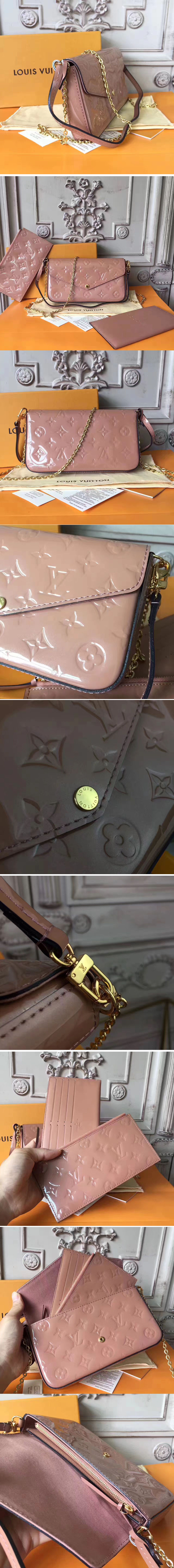 Replica Louis Vuitton M61267 Pochette Felicie Monogram Vernis Bags Pink